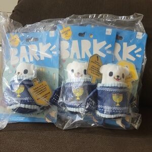 Bark  SQUEAK! Blue and White Hanukkah Dog Toy Set